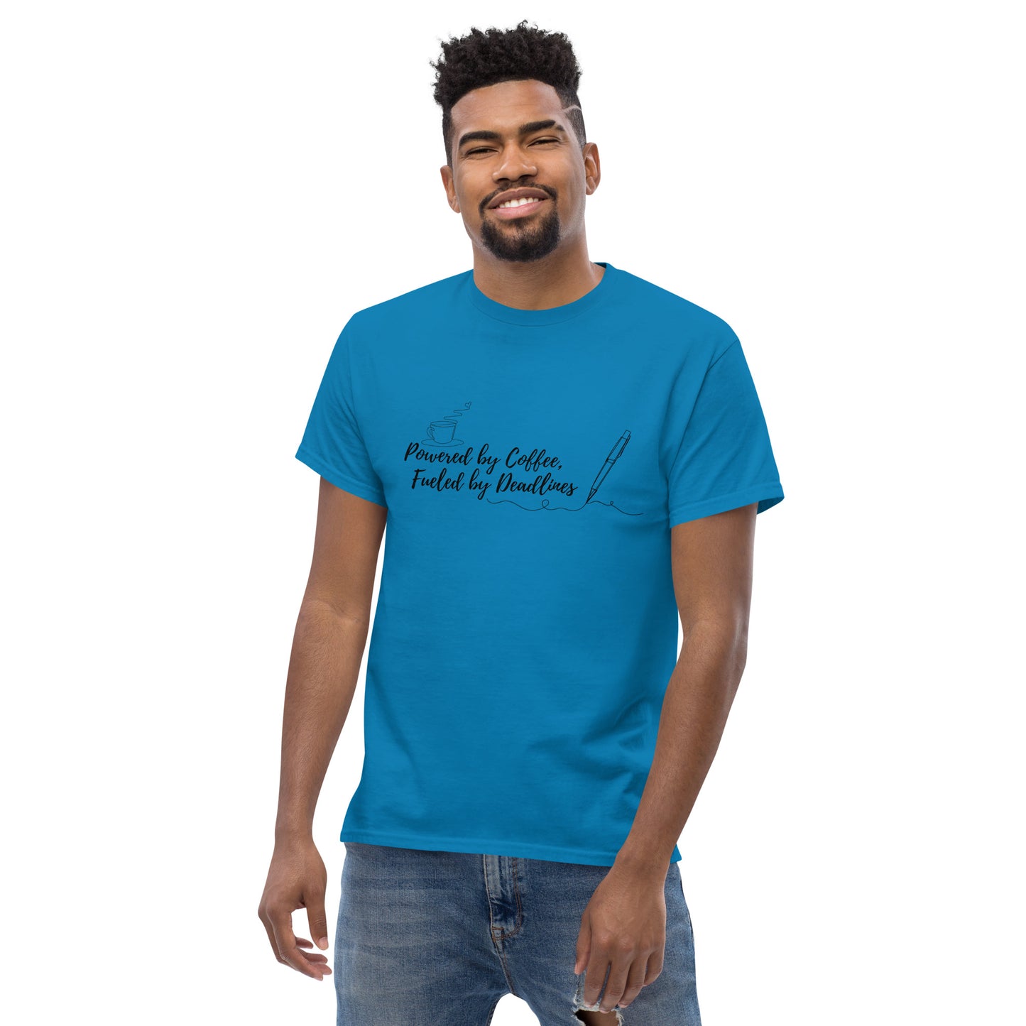 Powered by Coffee, Fueled by Deadlines Unisex T.Shirt